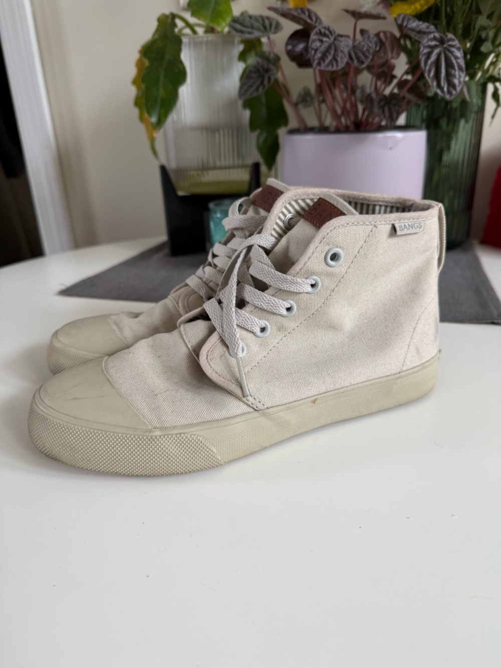 Banos Women's High-Top Canvas Sneakers in Cream